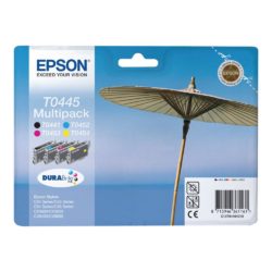 Epson Parasol T0445 DURABrite Ink, Ink Cartridge, Black, Cyan, Magenta, Yellow Multipack, C13T04454010 (package 4 each)
